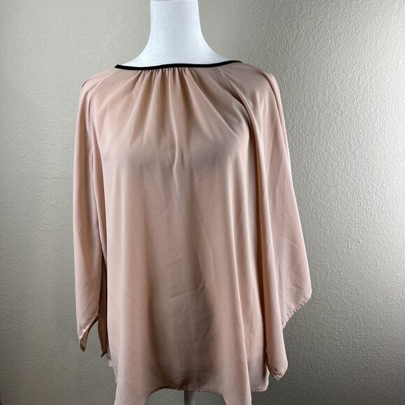 Pleione Women Medium Pink 3/4 Sleeve Blouse Flowy Preppy Romantic‎ Whimsy - Picture 3 of 13